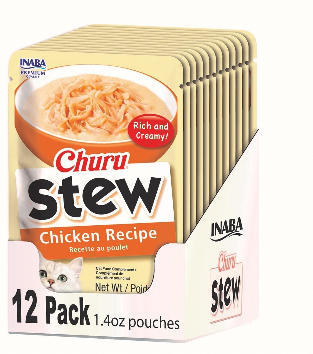 Inaba Churu Stew chicken recipe creamy cat food pouches