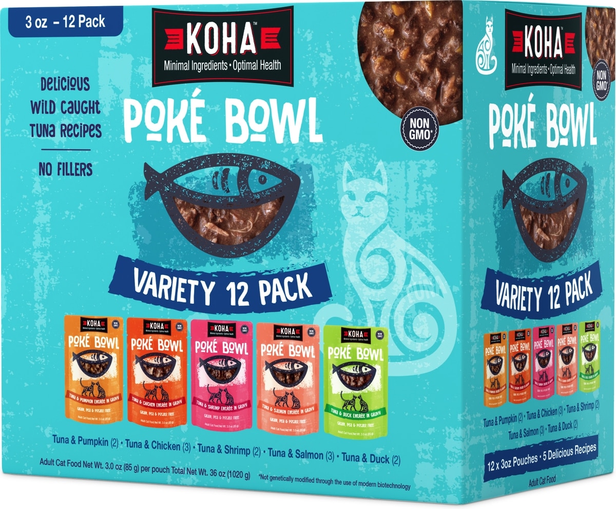 KOHA Poké Bowl wild-caught tuna variety 12-pack cat food